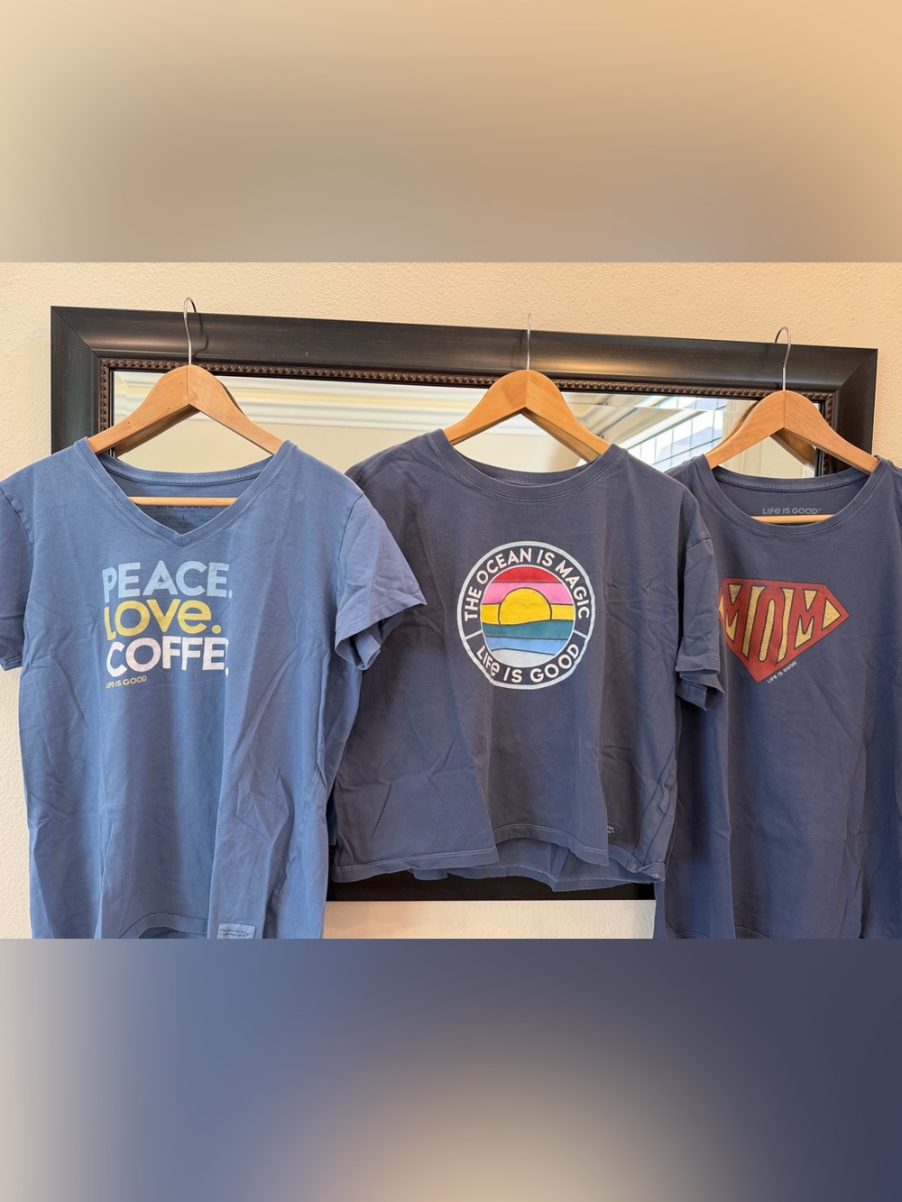 Life Is Good Navy Blue Short-Sleeve Graphic Tees Trio